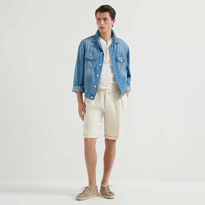 loro piana linen bermuda shorts